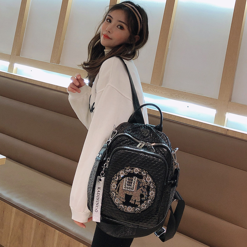 镶钻双肩包女超火两用女包时尚潮流背包2025新款旅游包学院风书包