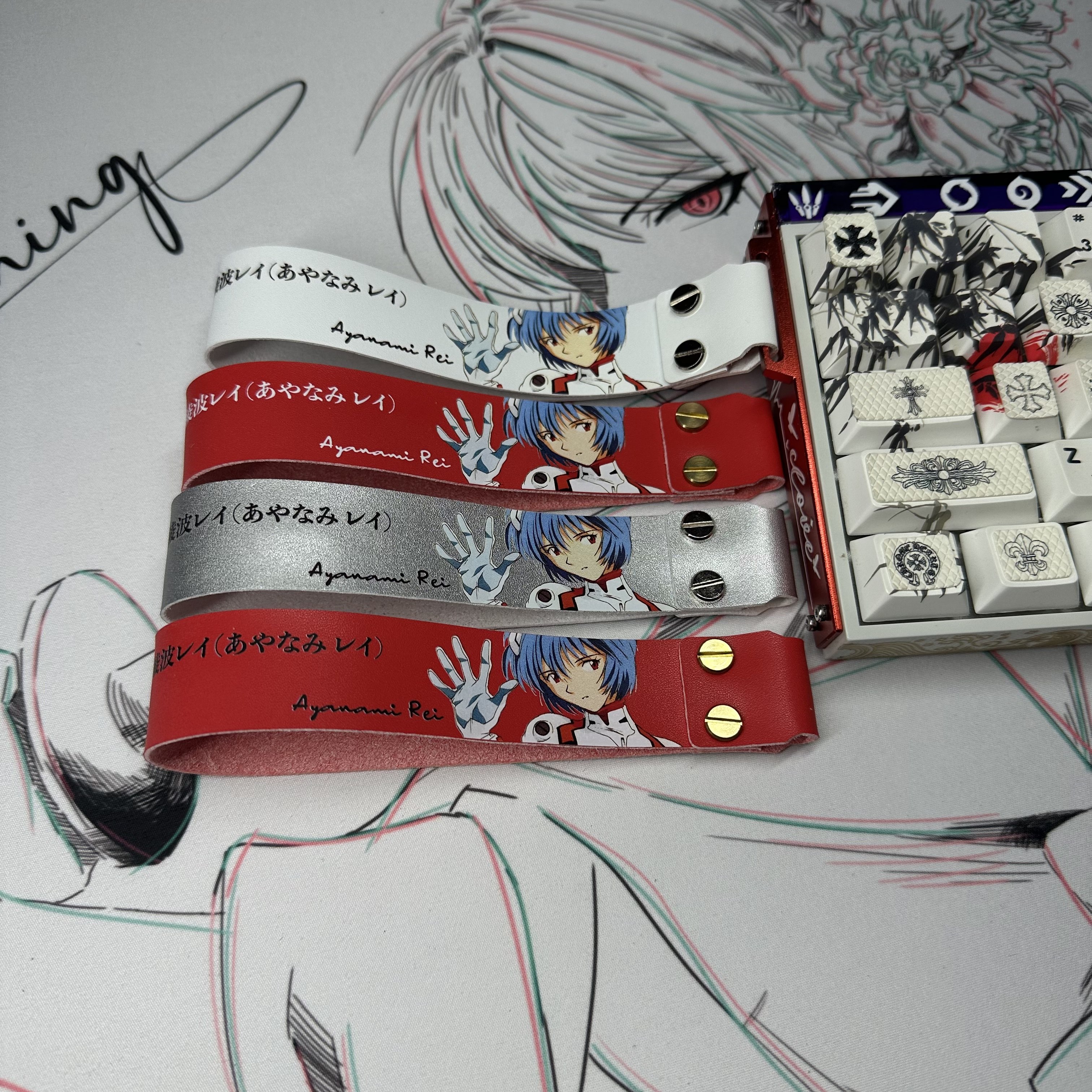 绫波丽二次元游戏键盘飘带潮牌diy创意个性简约美加狮狼装饰挂件