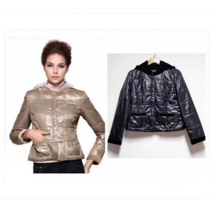 冬季 棉衣假2件短外套女香槟金黑色大码 长袖 1.5折臣F丝绒帽爆款