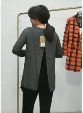 吉j*芬针织外套长袖开衫亮丝黑色短外套短上衣短款女2025春秋CS3