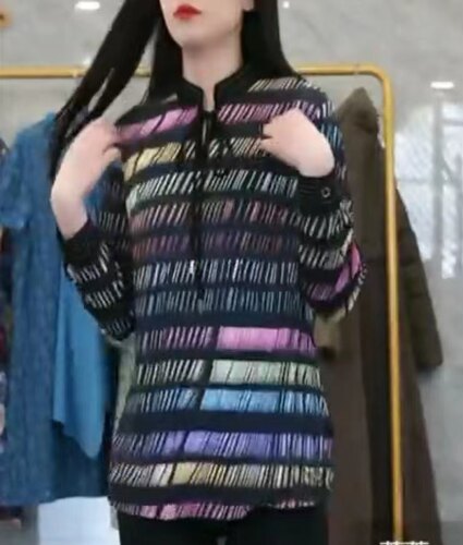 德国进口面料针织长袖衬衫套头衫宽松版五彩斜纹女2024春秋沐*兰7