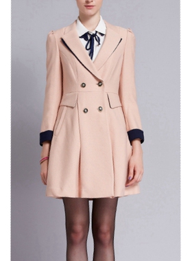 宝丝LU露粉红色纯色风衣中长款2025年春秋季女修身显瘦收腰外套DC