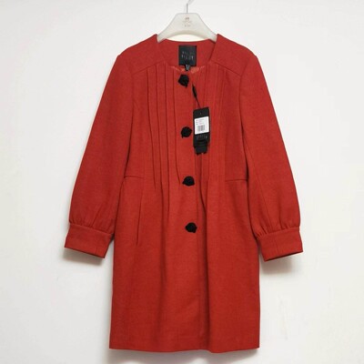 0.7折菲系列羊毛大衣女中长款红色偏橘红L码2026秋冬TPG1