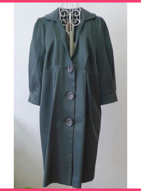 2.5折特价清仓古*墨绿色中袖女士风衣中长款专柜正品修身25春秋dc