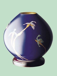 日本香蘭社高端中日式陶瓷小花瓶琉璃蓝色兰花客厅书房办公室热销