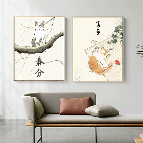 Исключительно кошка DIY Digital Painting Relief, душная, красочная живопись народного стиля древний стиль декоративная живопись китайская гостиная