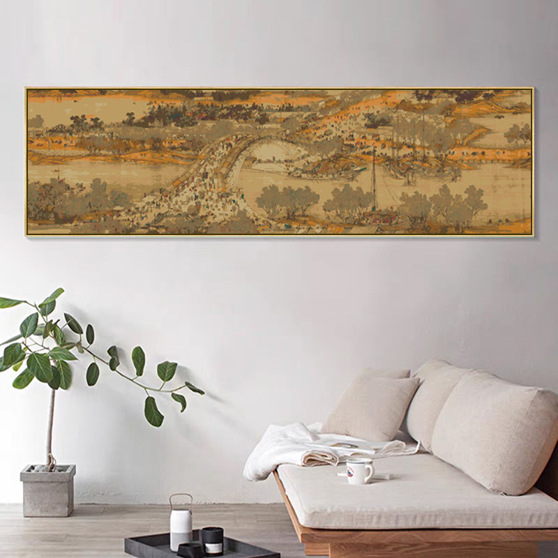 清明上河图DIY数字油画名画办公室山水国画客厅背景墙新中式挂画