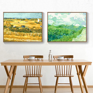 梵高风景数字油画DIY填充油彩画北欧客厅餐厅卧室装饰画丰收平原