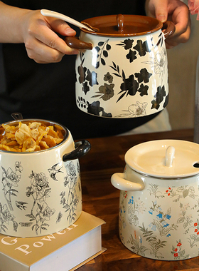 高档陶瓷猪油罐大容量耐高温油泼辣子专用椒佐料储物罐家用食品级