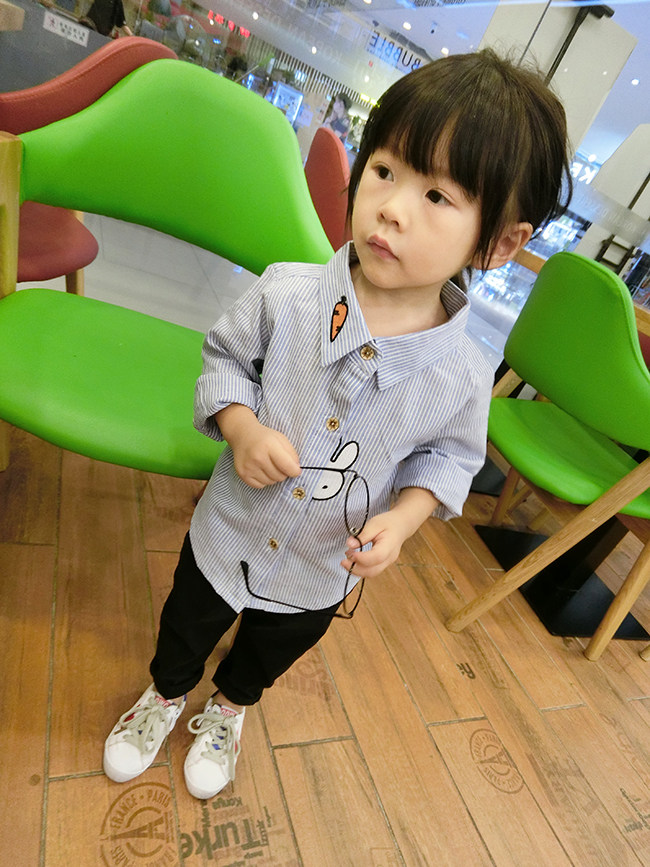 Chemise fille à manche longue en coton - Ref 2086046 Image 1