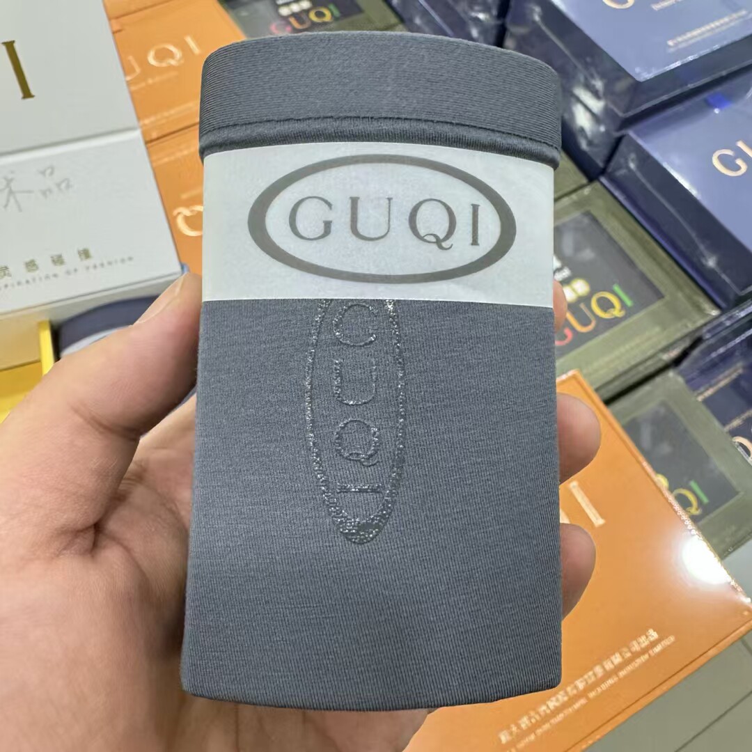 GUQI•古齐男士内裤平角四角裤窄边腰聚乳酸抑菌蚕丝内裆 - 实物图