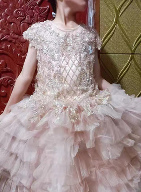 23新款女童气质网纱公主蓬蓬裙晚礼服钢琴演出生日周岁派对连衣裙