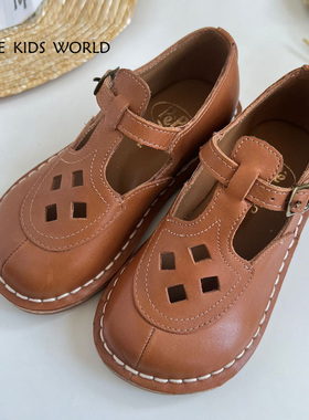 22春夏儿童手工皮鞋复古文艺小皮鞋春夏新品软皮鞋子男女宝宝