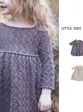 23秋冬女童北欧ins镂空提花连衣裙圆领长袖纯棉针织公主高腰长裙