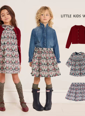 23秋冬Bp同款女童长袖刺绣打揽连衣裙法式轻奢复古碎花裙子半身裙