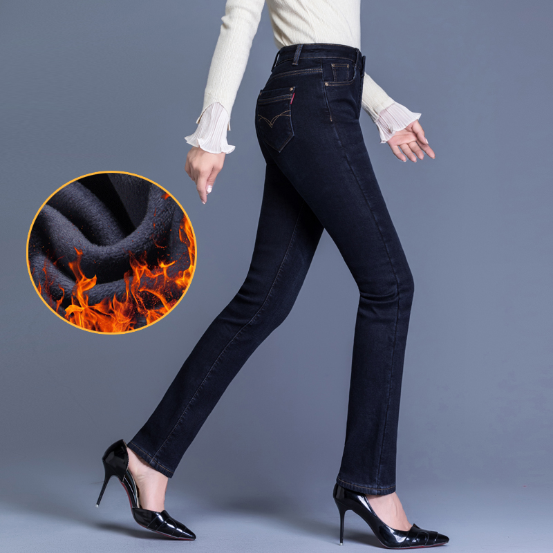 显瘦加绒加厚2025加厚牛仔直筒裤