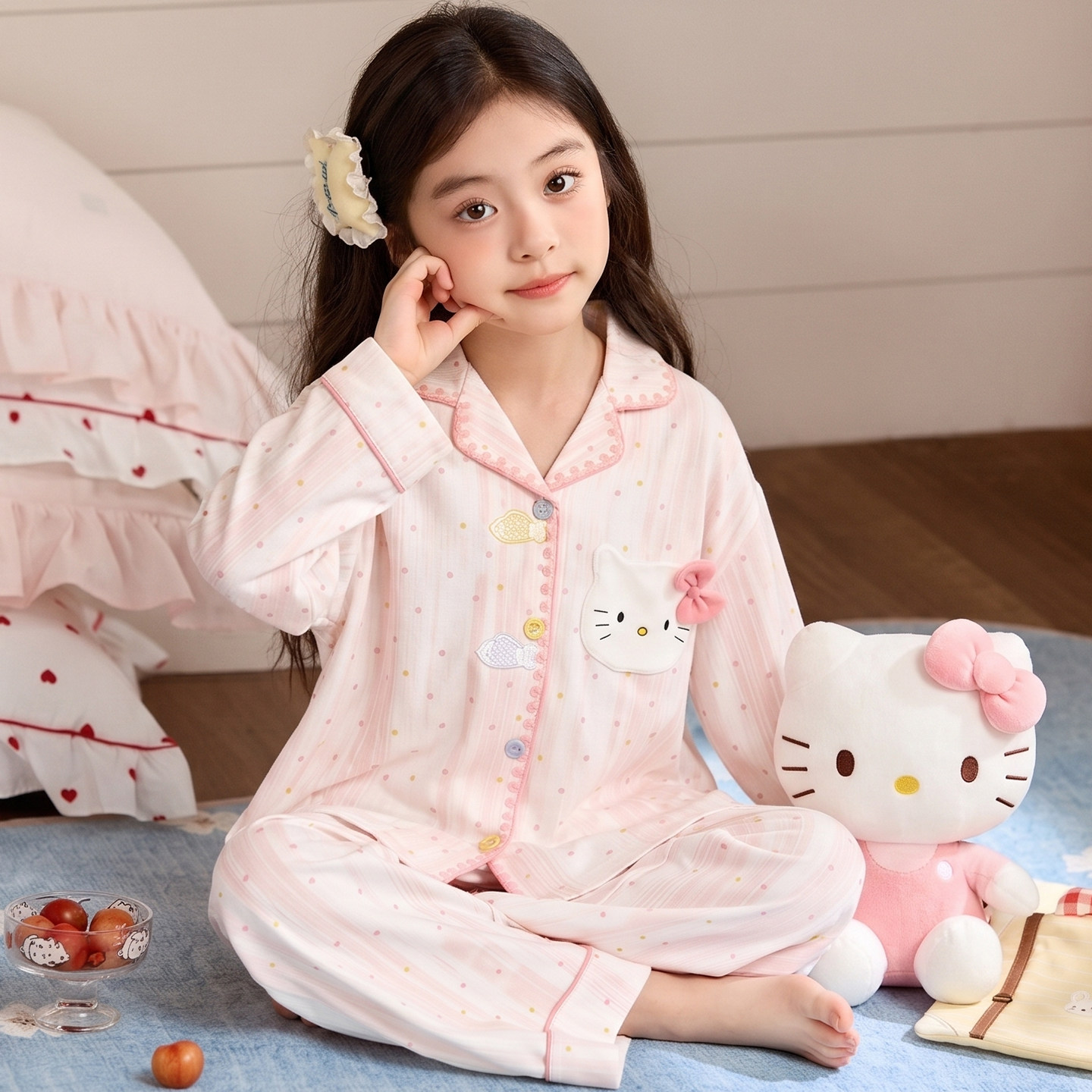 可爱女童睡衣2026秋季新款纯棉长袖中大童春秋长袖开衫家居服套装