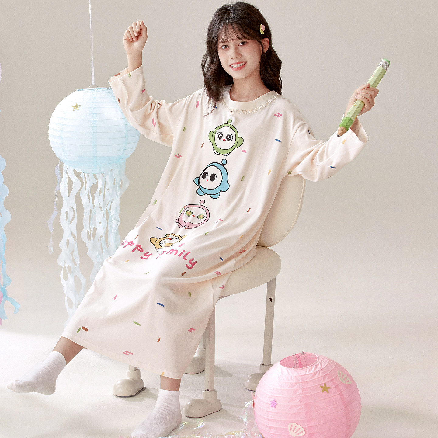 女童睡裙春秋季纯棉长袖2026新款可爱超萌长款睡衣亲子母女家居服,童装/婴儿装/亲子装,家居裙/睡裙,淘宝优惠券,粉丝福利购,淘宝优惠卷