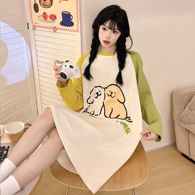 2025新款长袖纯棉少女大童睡裙