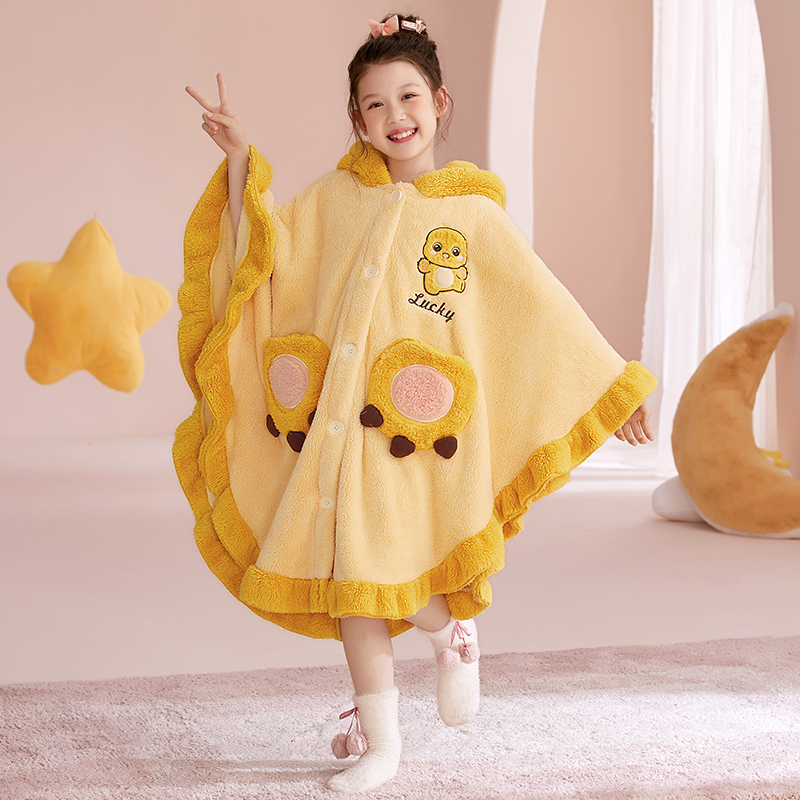 2025新款冬季珊瑚绒斗篷睡袍