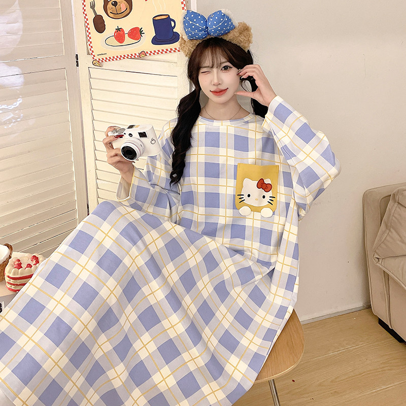 2026少女睡衣春秋纯棉长袖睡裙大童学生韩版宽松可爱家居服长裙子,童装/婴儿装/亲子装,家居裙/睡裙,淘宝优惠券,粉丝福利购,淘宝优惠卷