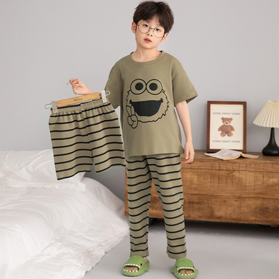 2025春秋夏季三件套男童睡衣
