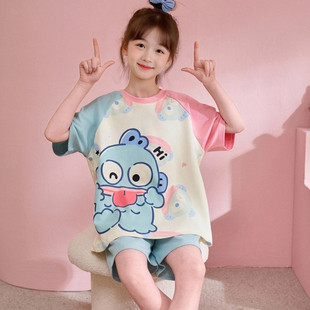 2025夏季新款儿童睡衣女孩宝宝短袖纯棉可爱小丑鱼大童家居服套装