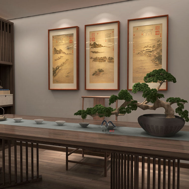 米亦堂x西湖 董邦达新中式山水国画办公室客厅茶室书房玄关木挂画