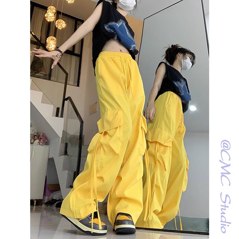 工装裤子女美式高街设计感阔腿裤宽松百搭直筒长裤hiphop跳舞裤潮,女装/女士精品,休闲裤,淘宝优惠券,粉丝福利购,淘宝优惠卷