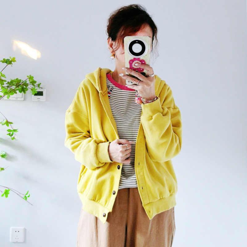 韩国进口秋冬新款连帽加绒抓绒加厚纯棉宽松开身卫衣绒衫外套,女装/女士精品,短外套,淘宝优惠券,粉丝福利购,淘宝优惠卷