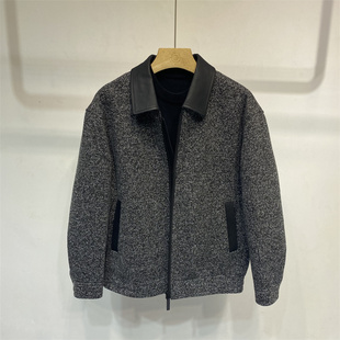 2025冬季新款男士短款毛呢大衣加绒加厚时尚百搭休闲外套夹克潮流