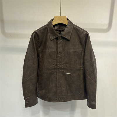 皮衣外套男时尚翻领加绒加厚