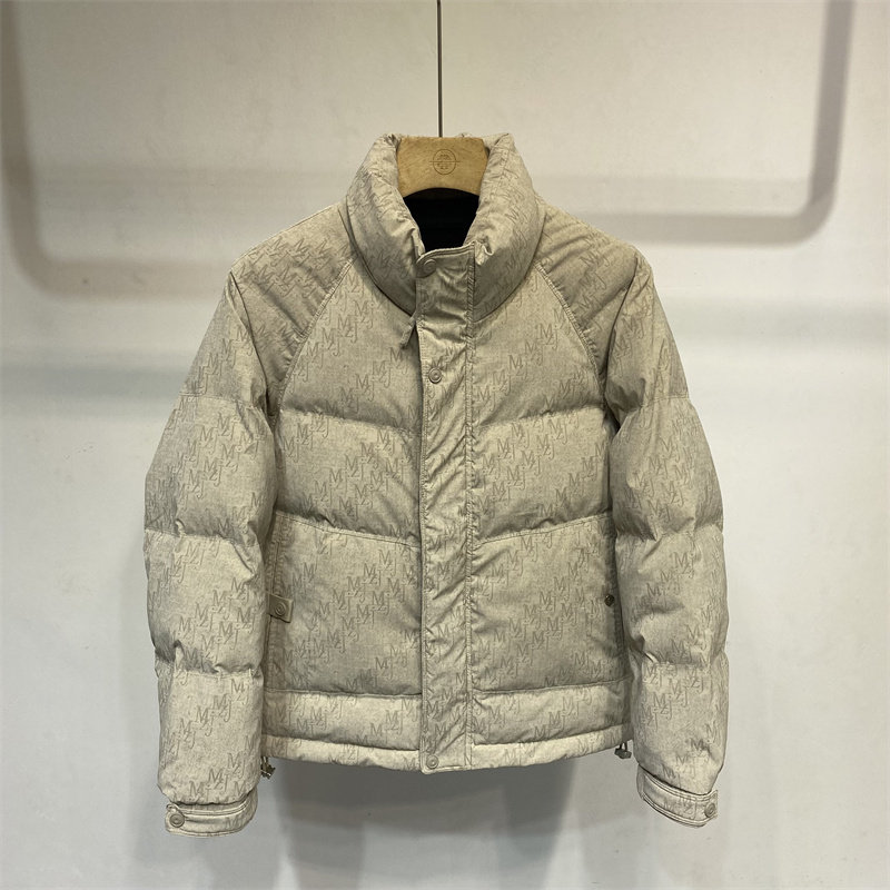 男士立领羽绒服满印花修身时尚百搭保暖外套男装潮流羽绒服外套