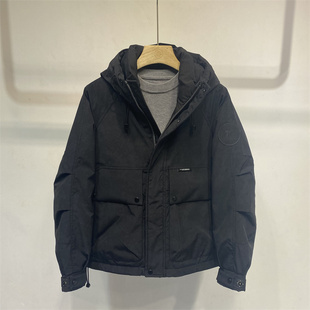 潮牌工装连帽羽绒服男短款多口袋保暖外套潮流个性冬季加厚新款衣