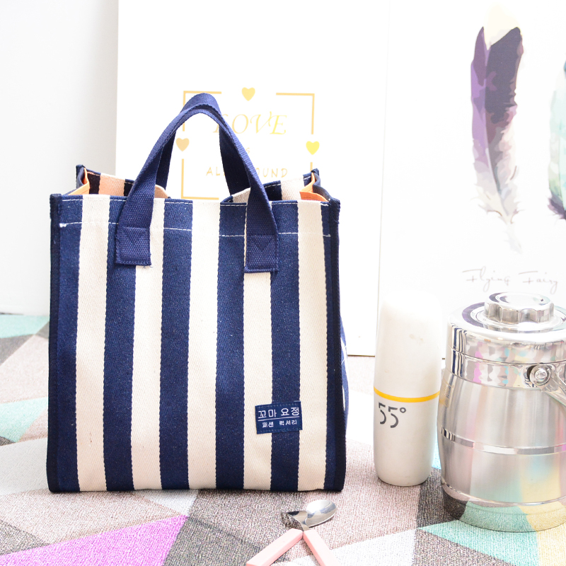 帆布饭盒袋子手提大号防水方形便当包超大保温桶饭盒袋横版手提袋