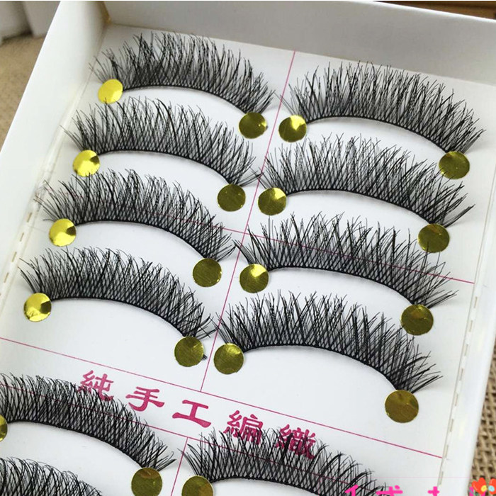 满包邮 批发台湾纯手工假睫毛眼睫毛交叉浓密纤长M14棉线梗10对