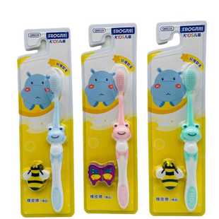 青蛙822A儿童牙刷细柔丝软刷毛洁齿护龈赠橡皮檫青蛙手柄适3-12岁