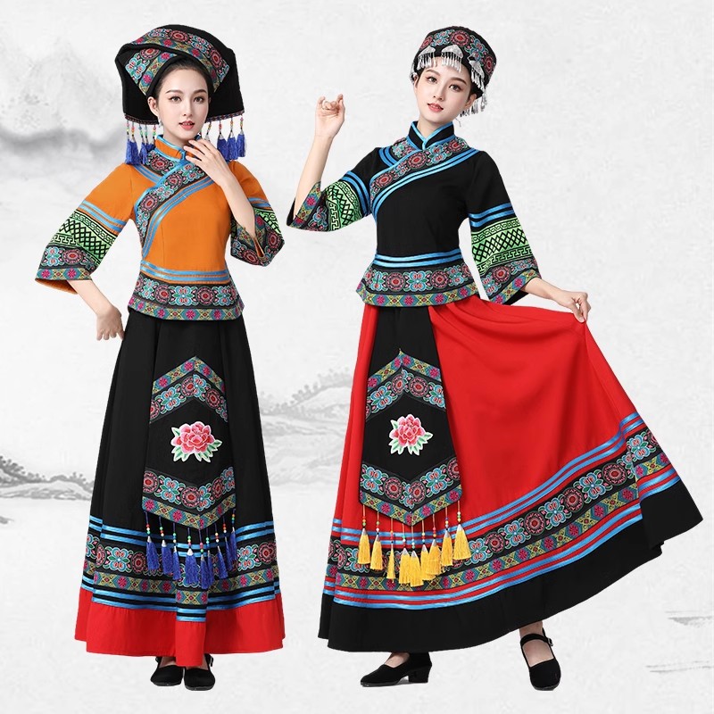 服装壮族彝族苗族服饰土家族云南广西少数民族演出瑶族女成人舞蹈