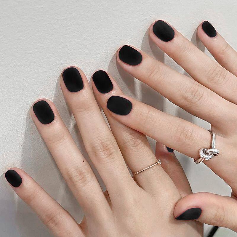 磨砂哑光指甲油免烤快干不可剥显白持久流行防水黑玫瑰雾面美甲油