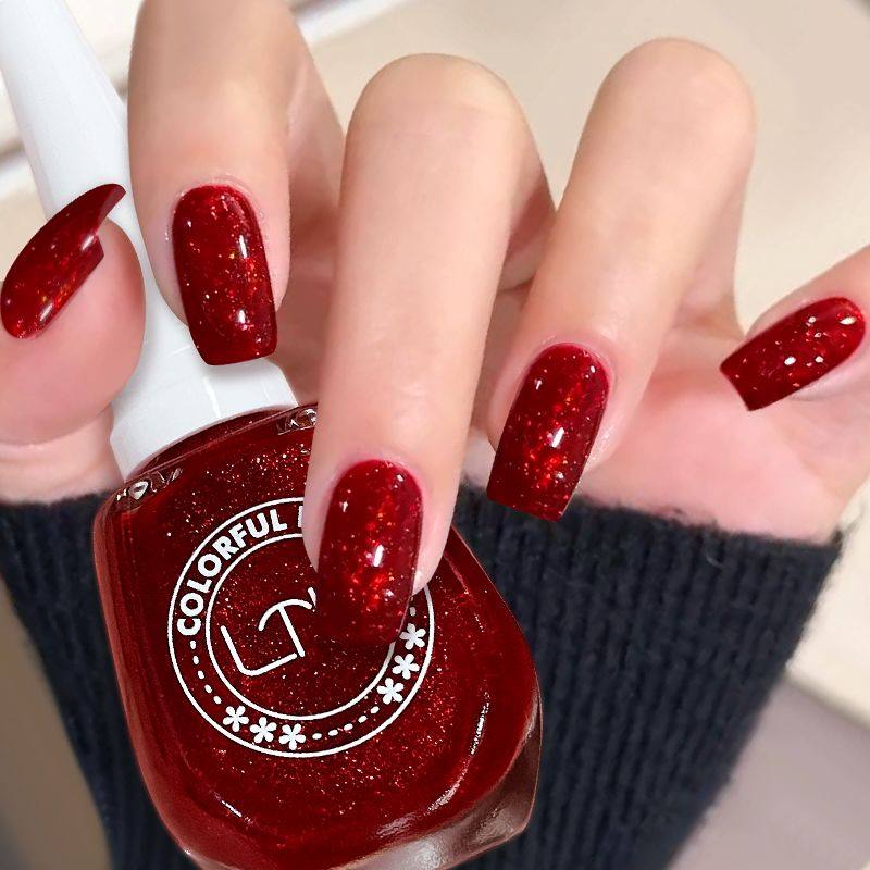 免烤气质不掉色美甲百搭高级大瓶碎钻闪耀红钻快干指甲油显白持久,彩妆/香水/美妆工具,指甲油,淘宝优惠券,粉丝福利购,淘宝优惠卷