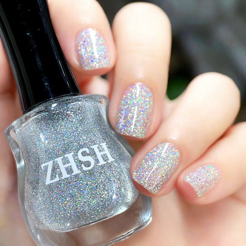 指甲油亮晶晶细闪碎钻亮片爆闪持久防水微胶美甲百搭不掉流行网红