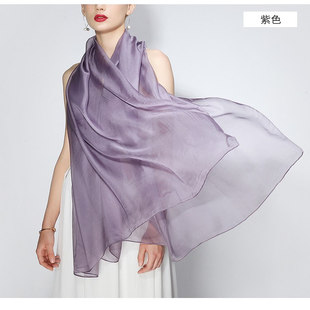 上海故事直播【纯色雪纺】工艺桑蚕丝110*180真丝围巾