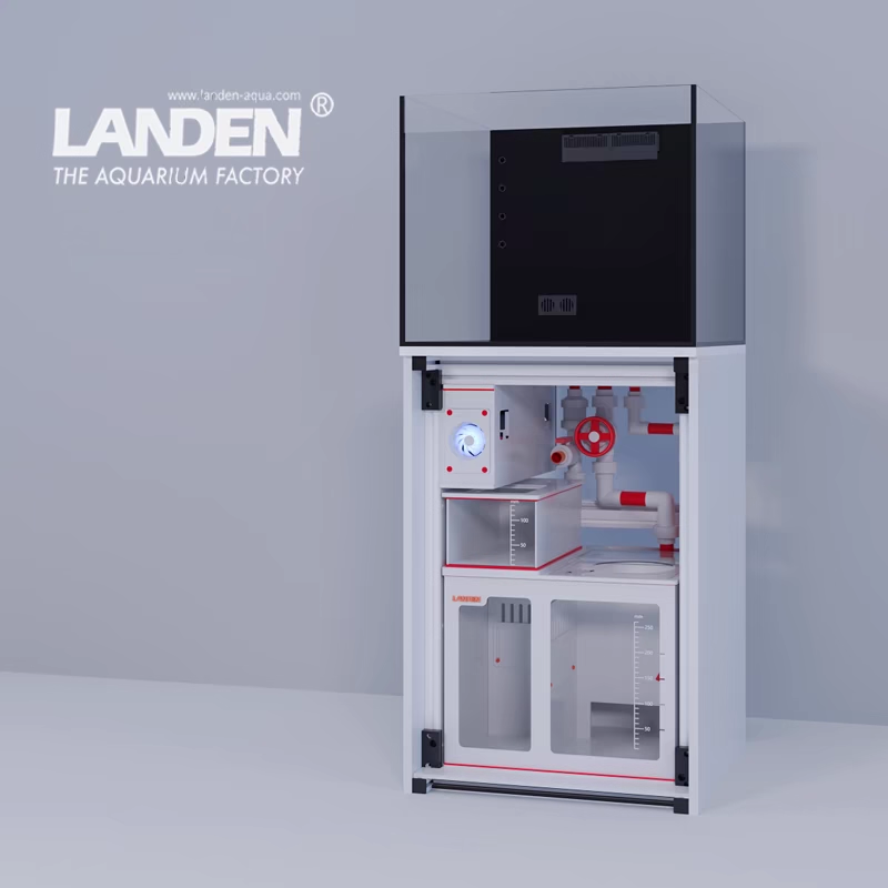 蓝甸LANDEN新款RU高配版超薄溢流超白缸水族箱底滤缸海水缸珊瑚缸