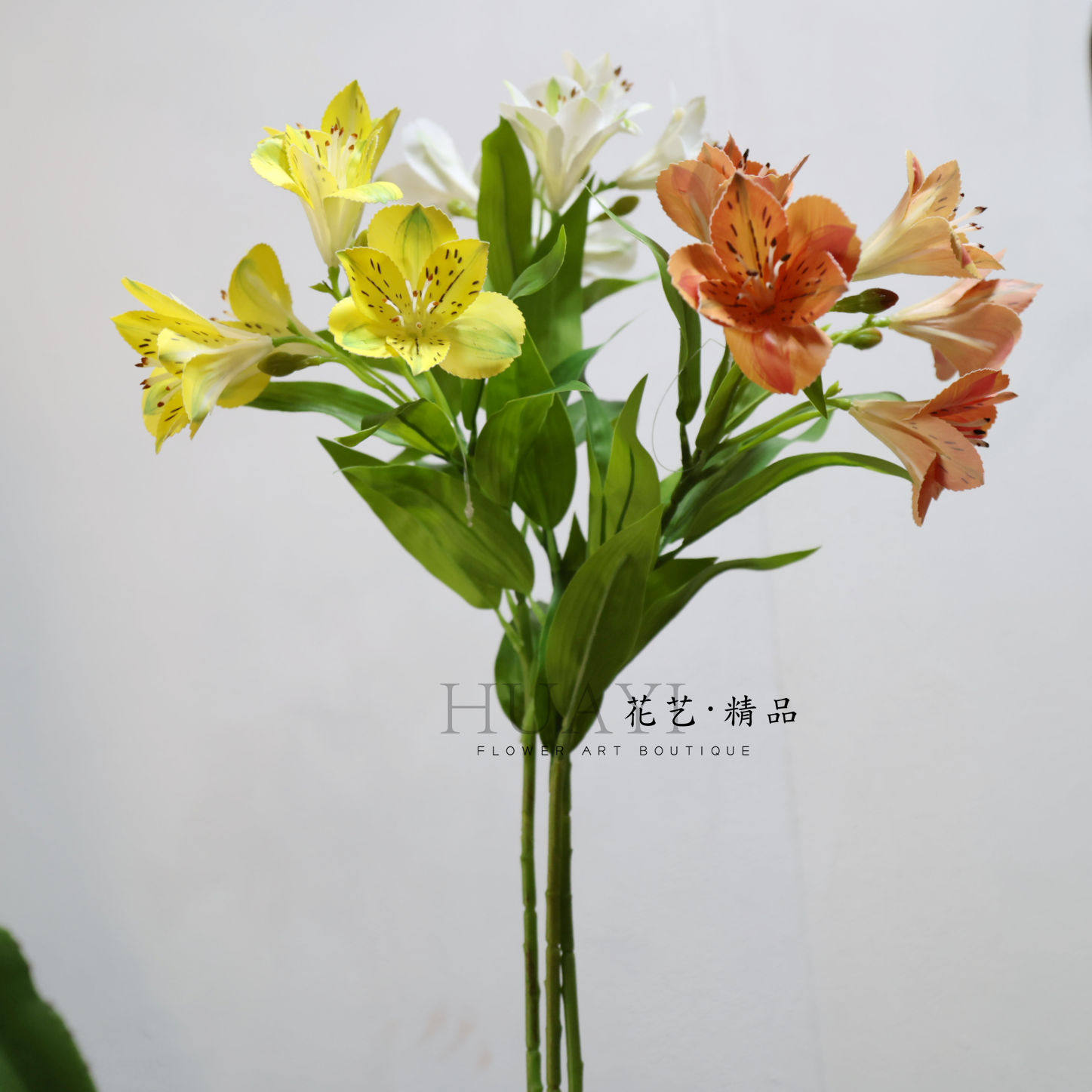 多色仿真百合花束萱草花高枝小火焰百合德国兰家居装饰摆件插花