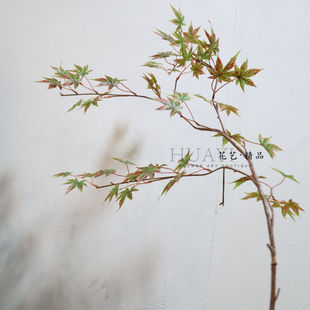 仿真枫叶枝条绿枫树枝叶红叶室内插花大树装饰摆件迎客枫鸡爪槭