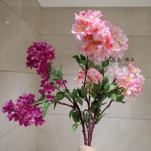大花团仿真紫薇花樱花枝条桃花腊梅杏花园林景观枝叶插花三角梅