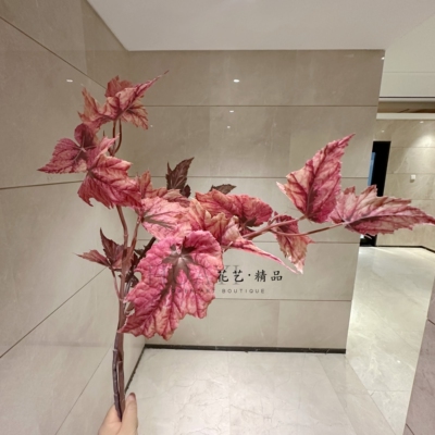 粉芋叶大彩叶枝条仿真热带植物春雨叶海棠番薯叶插花素材绿植