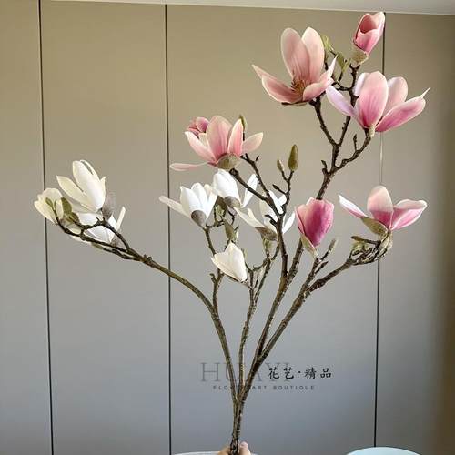 手感保湿玉兰花仿真花新中式