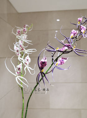 中式风仿真兰花千鸟兰假花紫色白色长枝慧兰惠兰蕙兰花装饰花艺