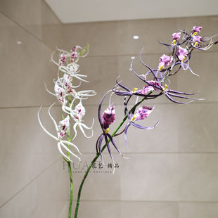 中式风仿真兰花千鸟兰假花紫色白色长枝慧兰惠兰蕙兰花装饰花艺